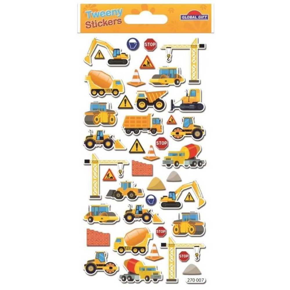 Global Gift - Tweeny Αυτοκολλητάκια Ανάγλυφα, Construction Vehicles 270007