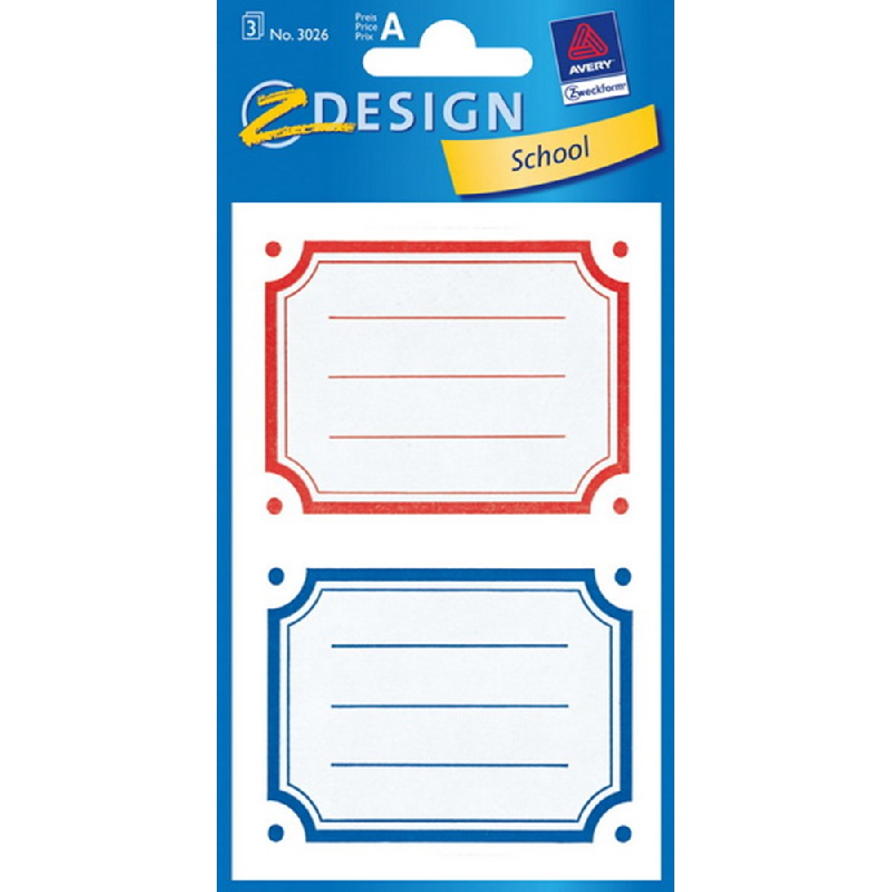 ZDesign - Ετικέτες Αυτοκόλλητες Τετραδίων, Frame Red & Blue 6 Τμχ 3026