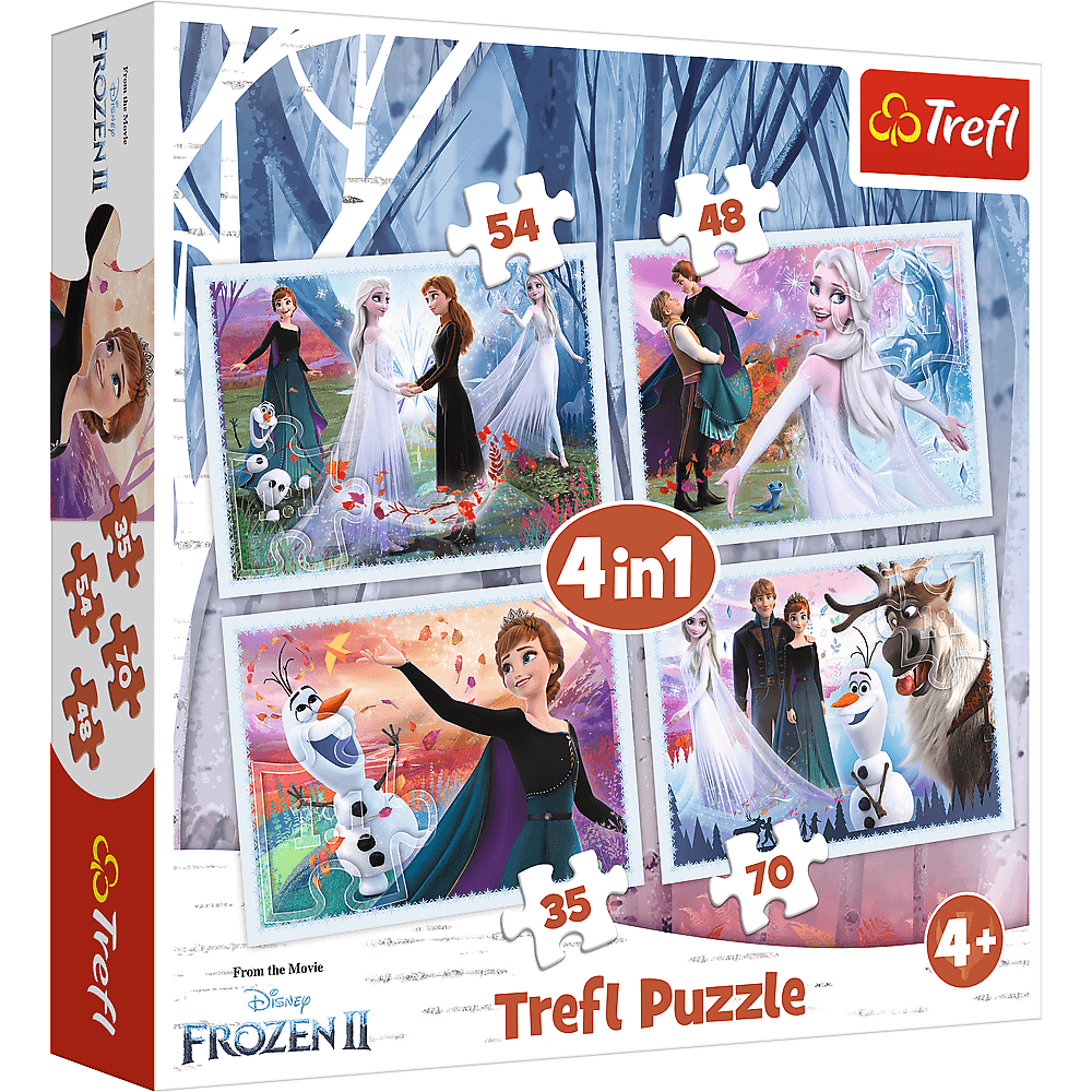 Trefl - Puzzle 4 in 1 Frozen II, In The Magic Forest 35/48/54/70 Pcs 34344