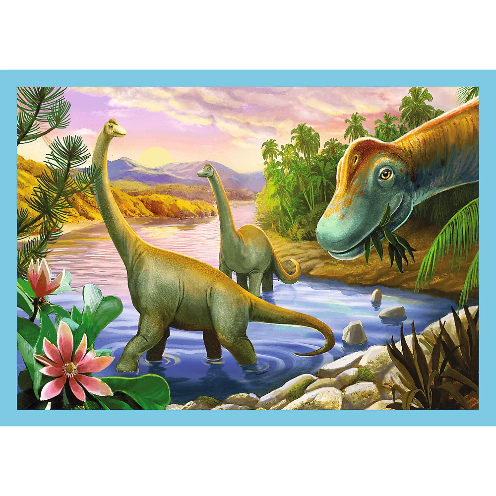 Trefl - Puzzle 4 in 1, Unique Dinosaurs 12/15/20/24 Pcs 34609