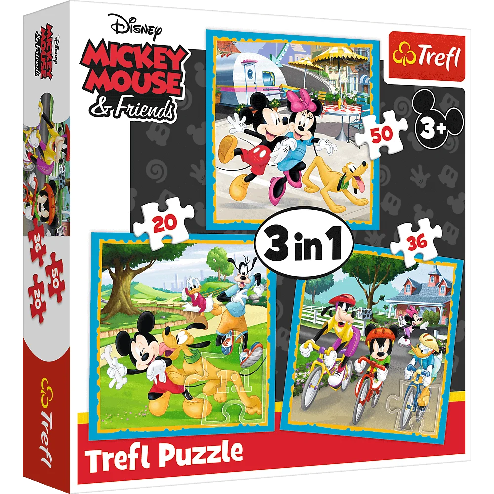 Trefl – Puzzle 3 in 1 Mickey Mouse With Friends 20/36/50 Pcs 34846