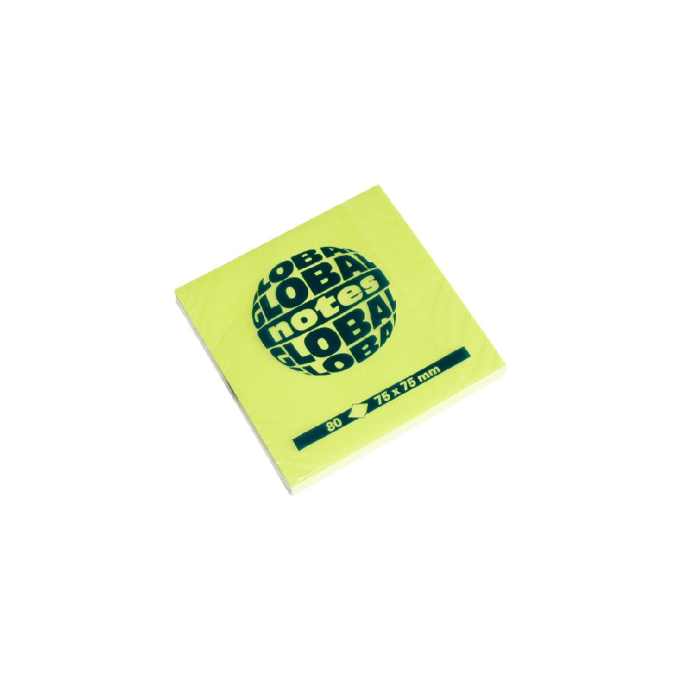 Global Notes - Αυτοκόλλητα Χαρτάκια Πράσινα 75x75mm 80 Φύλλα 3654-33