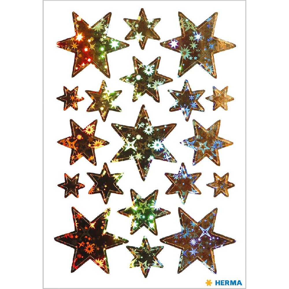 Herma - Αυτοκολλητάκια, Ηolographic Film, Stars 6-Pointed, Gold 3902