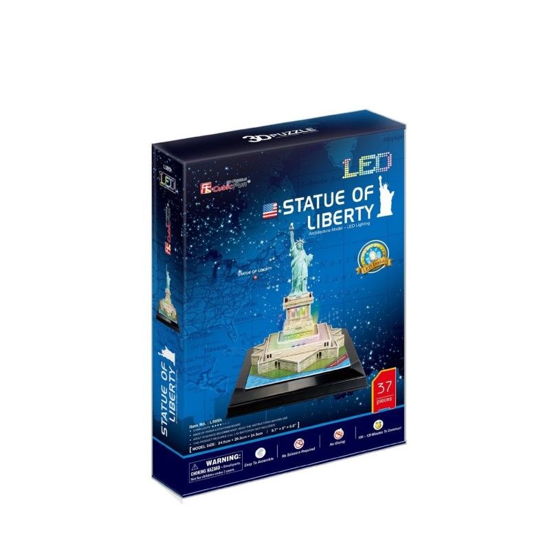 Cubic Fun - 3D Led Puzzle Architecture Model- Led Lighting, Statue Of Liberty 37 Pcs L505h