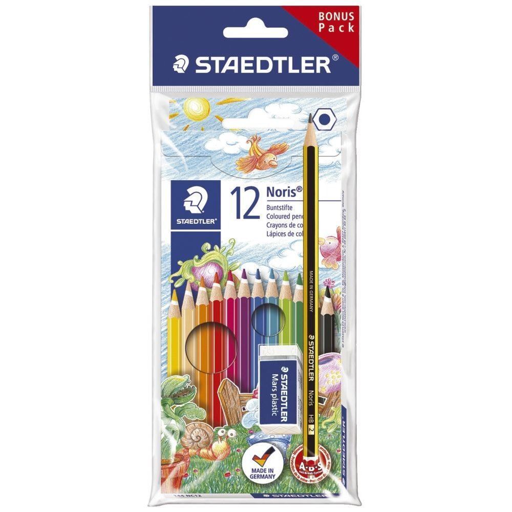 Staedtler - Ξυλομπογιές Bonus Pack Μολύβι & Γόμα 12 Τμχ 144NC12