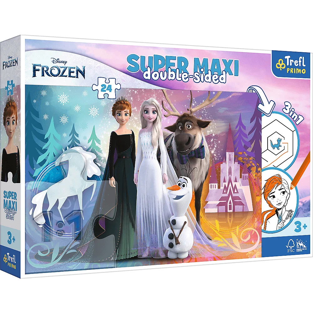 Trefl - Puzzle Super Maxi Double-Sided, Happy Frozen Land 24 Pcs 41000