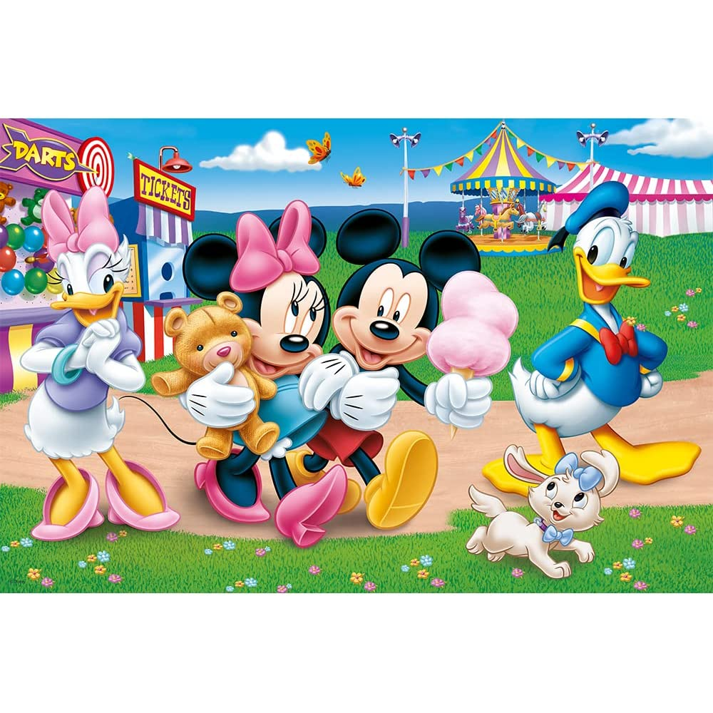 Trefl - Puzzle Super Maxi Double-Sided, Mickey At The Fairground 24 Pcs 41005