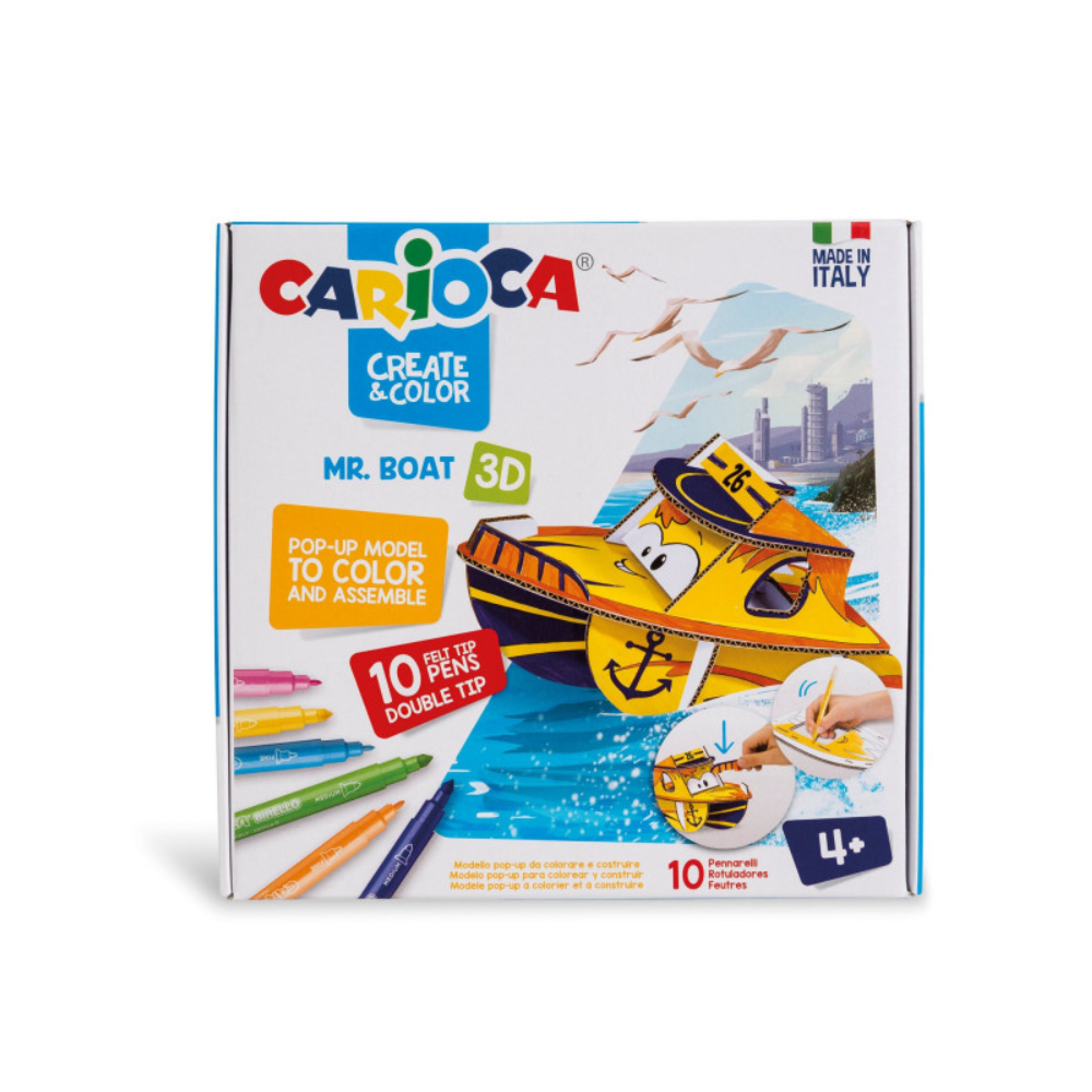Carioca - Σετ Μαρκαδόροι Ζωγραφικής 3D, Create & Color, Mr Boat 42905