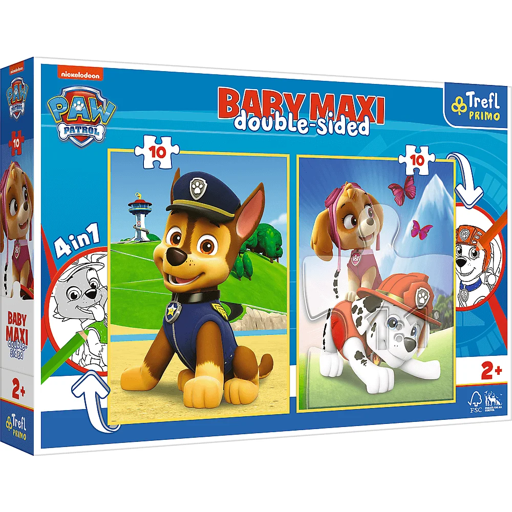 Trefl - Puzzle Super Maxi Double-Sided, The Paw Patrol Team 10/10 Pcs 43003