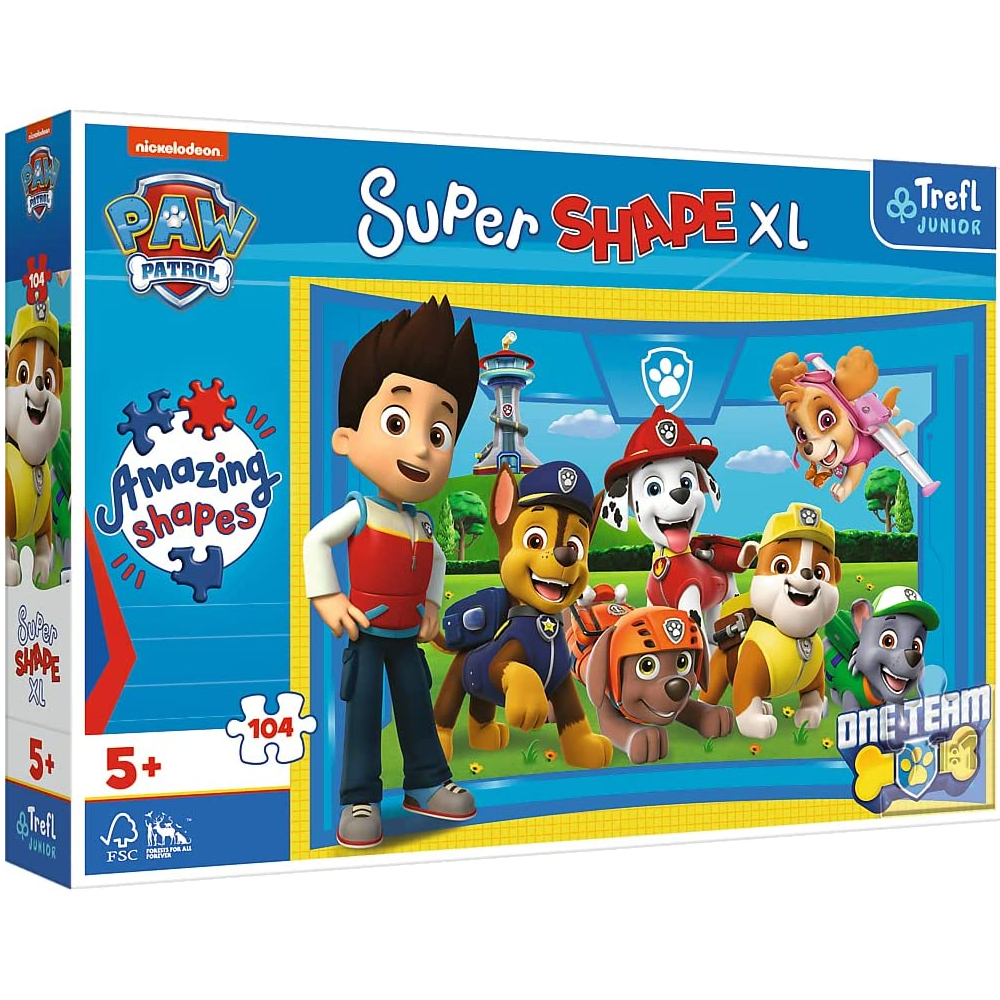 Trefl - Puzzle Super Shape XL, Pups Friends 104 Pcs 50016