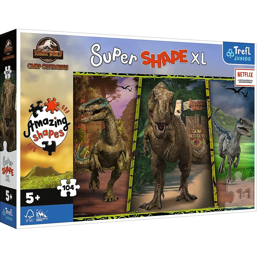Trefl - Puzzle Super Shape XL, Jurassic Park Camp Cretaceous 104 Pcs 50020