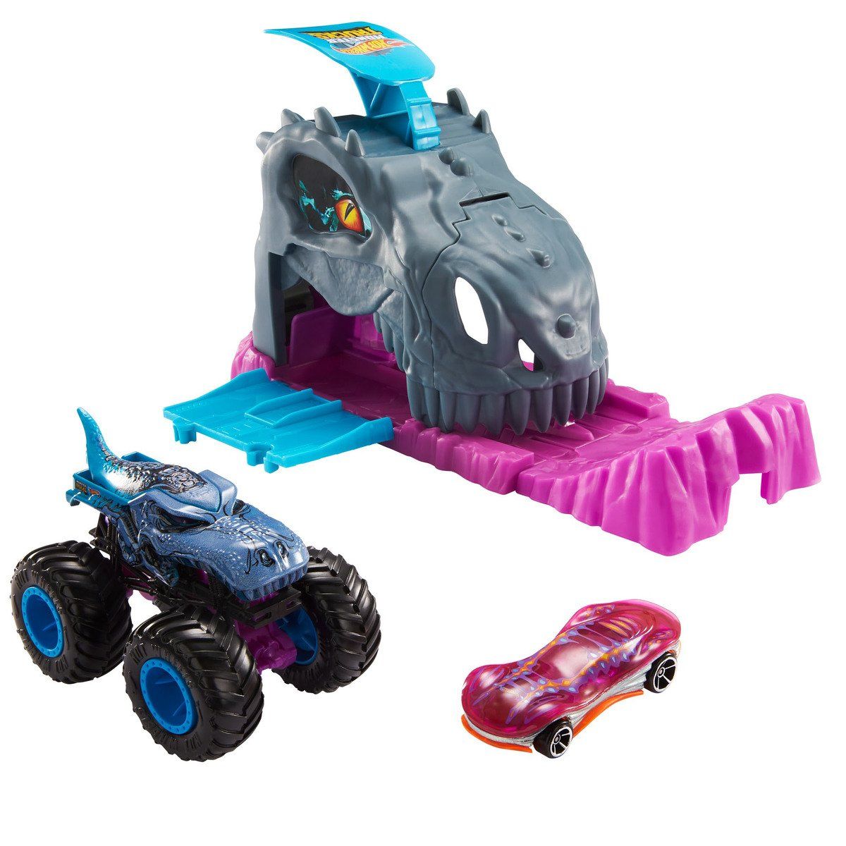 Mattel Hot Wheels – Monster Trucks, Pit And Launch Σετ Παιχνιδιού Εκτοξευτής Team Mega-Wrex GVK00 (GKY01)