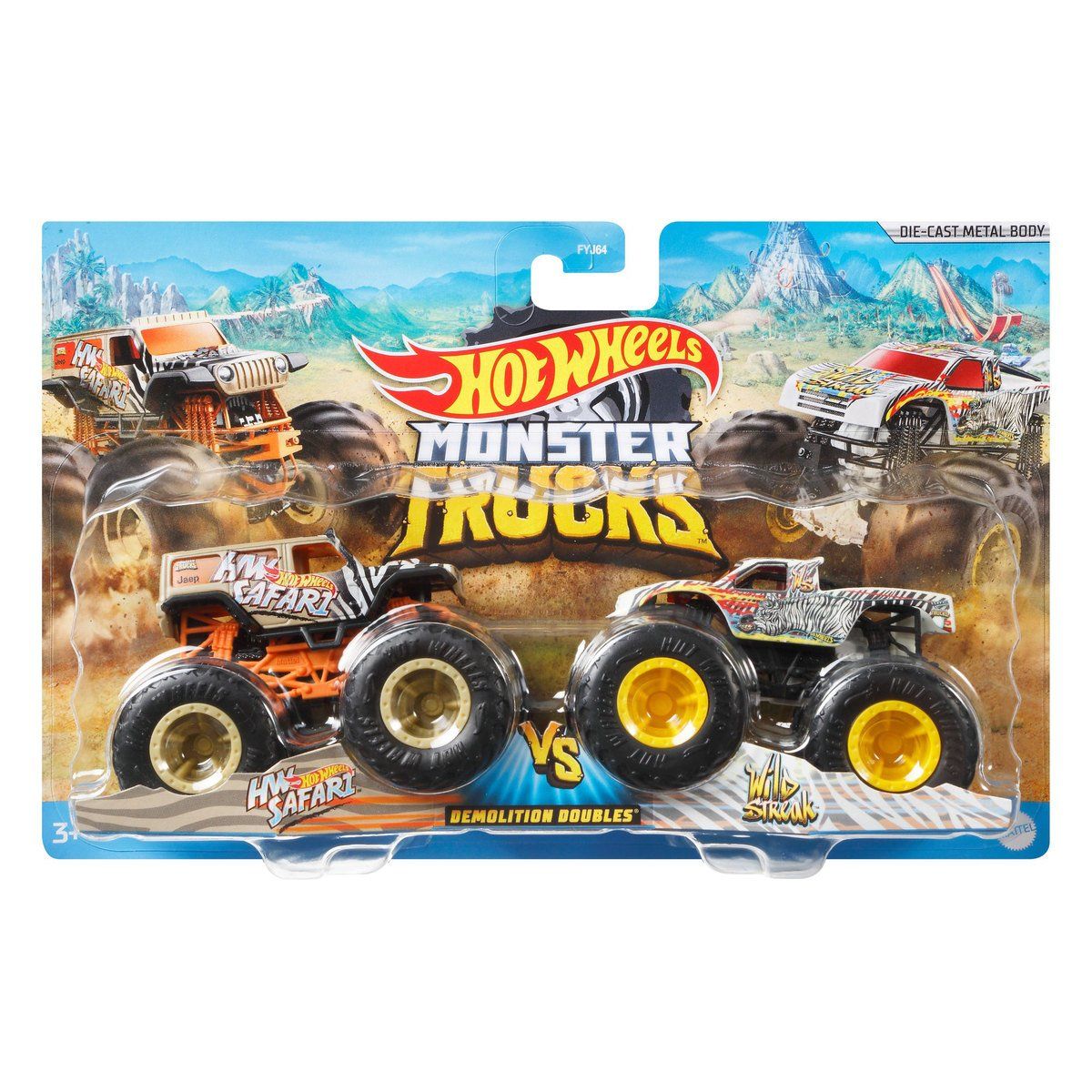 Mattel Hot Wheels - Monster Trucks Σετ Των 2 HW Safari Vs Wild Streak GJF64 (FYJ64)