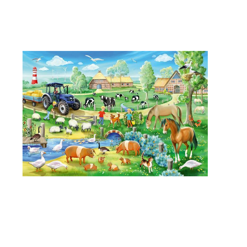 Schmidt Spiele – Puzzle 3 in 1 Farm Design 48/48/48 Pcs 56353