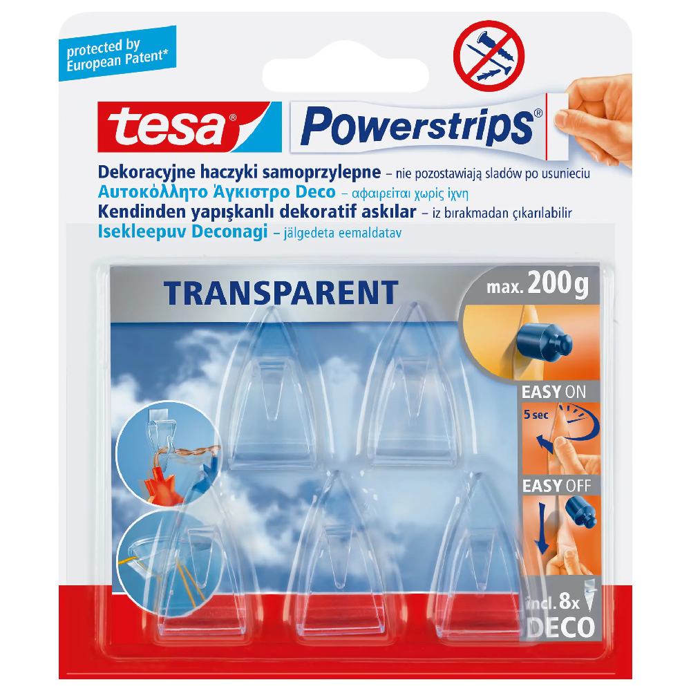 Tesa - Διαφανείς Γάντζοι Deco Powerstrips 5 Τμχ 58900-00017