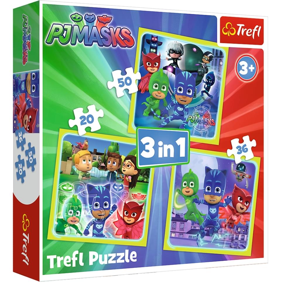 Trefl - Puzzle 3 in 1 PJ Masks 20/36/50 Pcs 34840