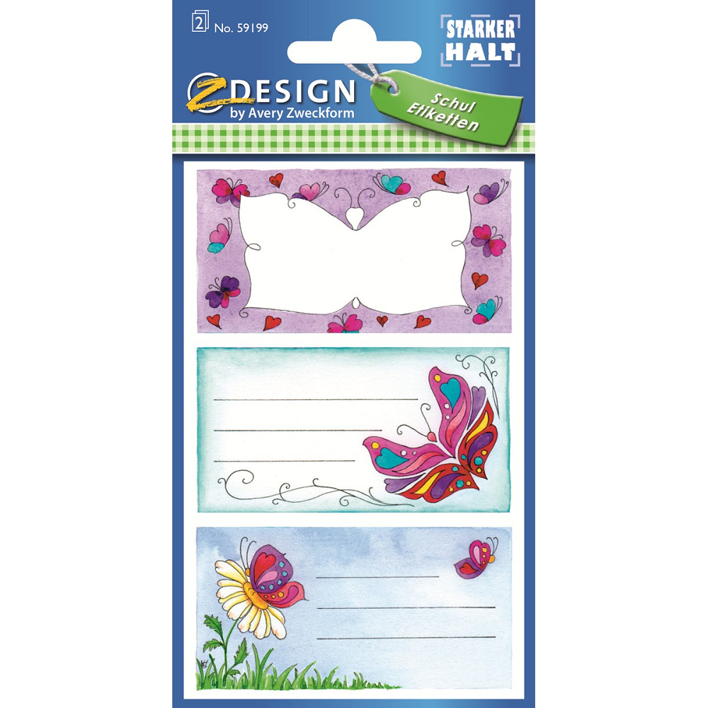 ZDesign - Ετικέτες Αυτοκόλλητες Τετραδίων, Butterflies 6 Τμχ 59199