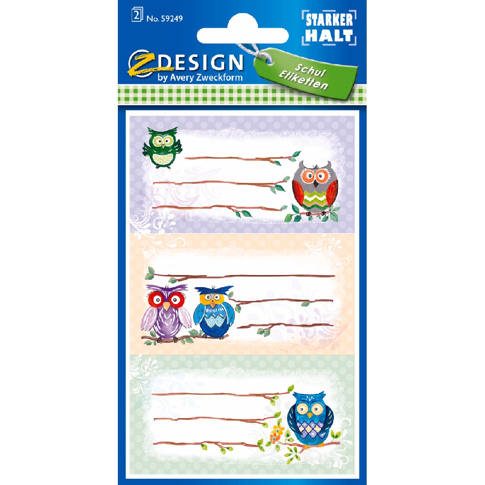 ZDesign - Ετικέτες Αυτοκόλλητες Τετραδίων, Owls 6 Τμχ 59249