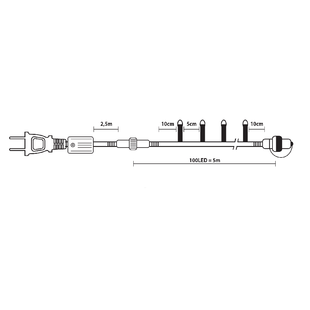 Lianos - 100 Led Λαμπάκια, Πράσινο/Πολύχρωμα, Με Πρόγραμμα Και Επέκταση, 5 Μέτρα, Εσωτερικού & Εξωτερικού Χώρου 60217