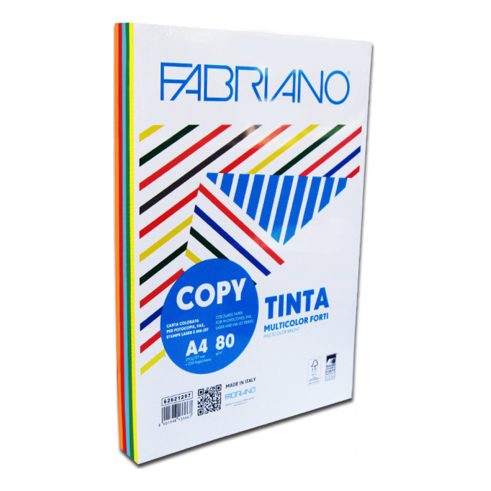 Fabriano - Χαρτί Εκτύπωσης Tinta, Mix Έντονα A4 80gr 250 Φύλλα (1 Δεσμίδα) 62621297