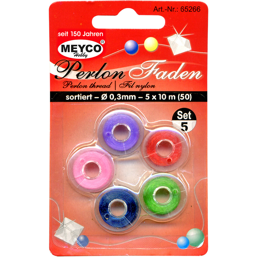 Meyco - Πετονιά Χειροτεχνίας Χρωματιστή 0,30mm x 10m 5 Τεμ 65266