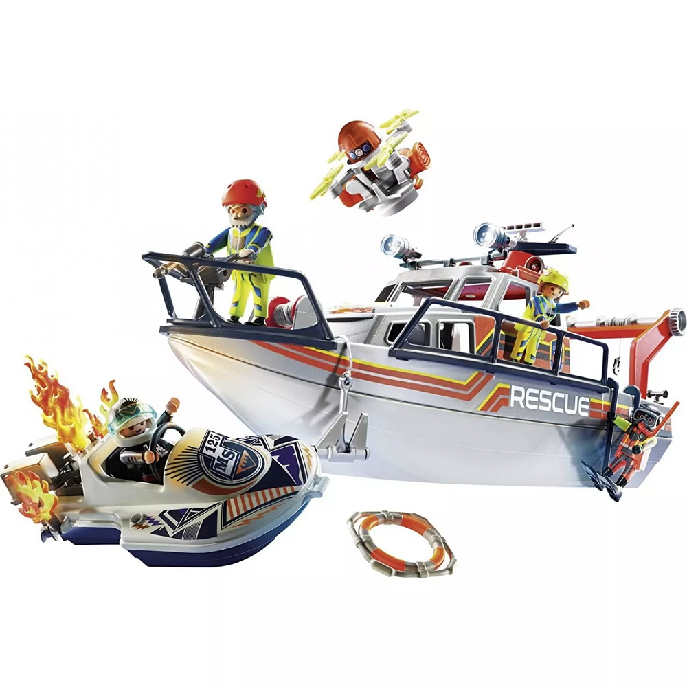 Playmobil City Action - Επιχείρηση Πυρόσβεσης Με Σκάφος Διάσωσης 70140