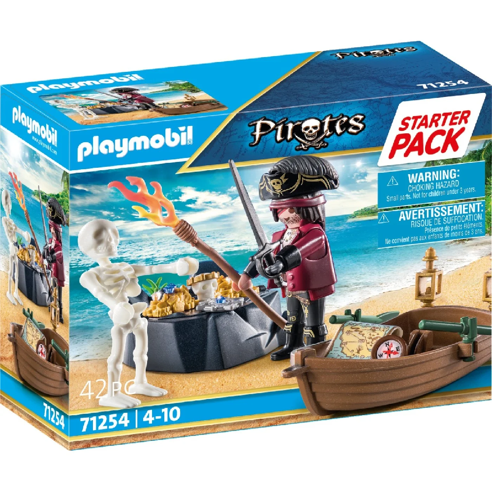 Playmobil Pirates – Starter Pack Πειρατής Με Βαρκούλα Και Θησαυρό 71254