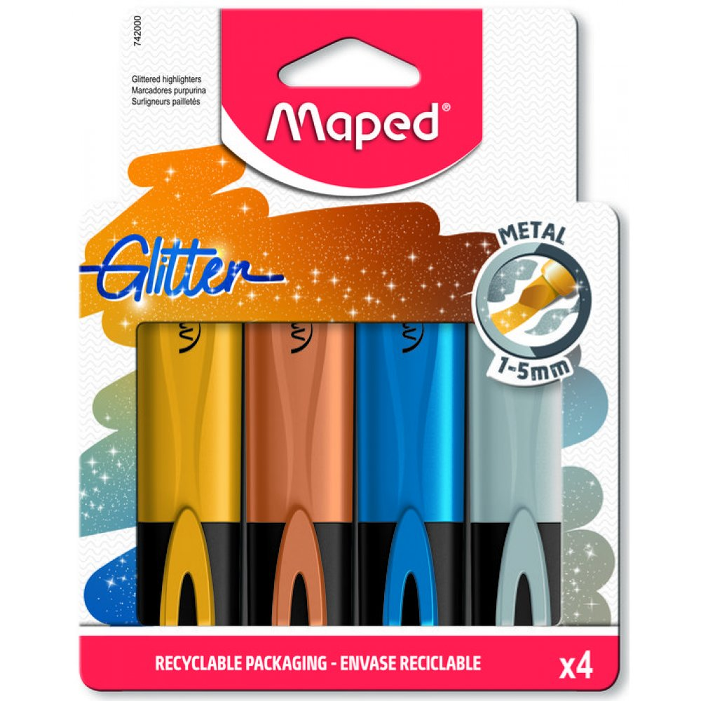 Maped - Μαρκαδόρος Υπογράμμισης, Glitter Metal 4 Τμχ 742000
