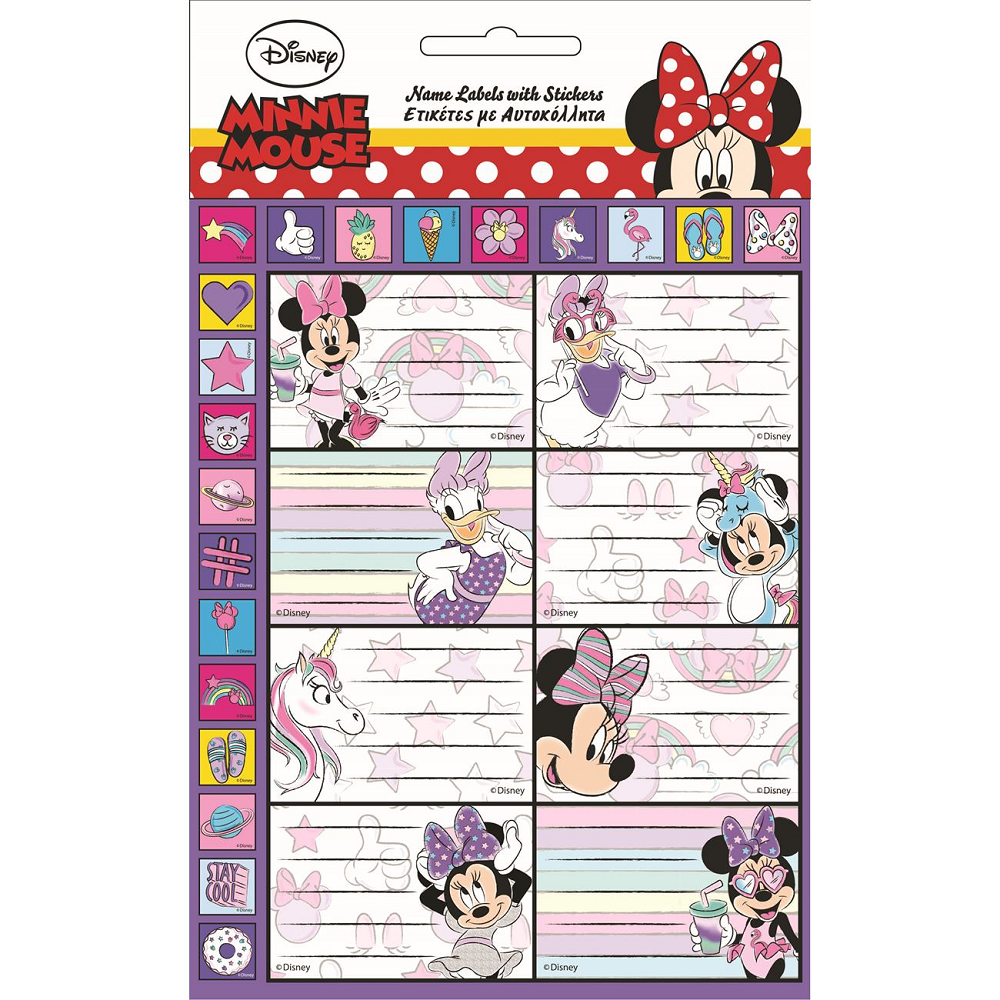 Gim - Ετικέτες Αυτοκόλλητες Τετραδίων, Minnie Mouse Glitter 16 Τμχ 773-13949