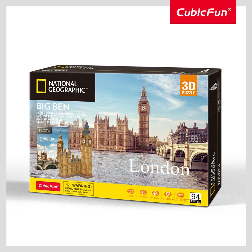 Cubic Fun - 3D Puzzle National Geographic, Big Ben 94 Pcs DS0992h