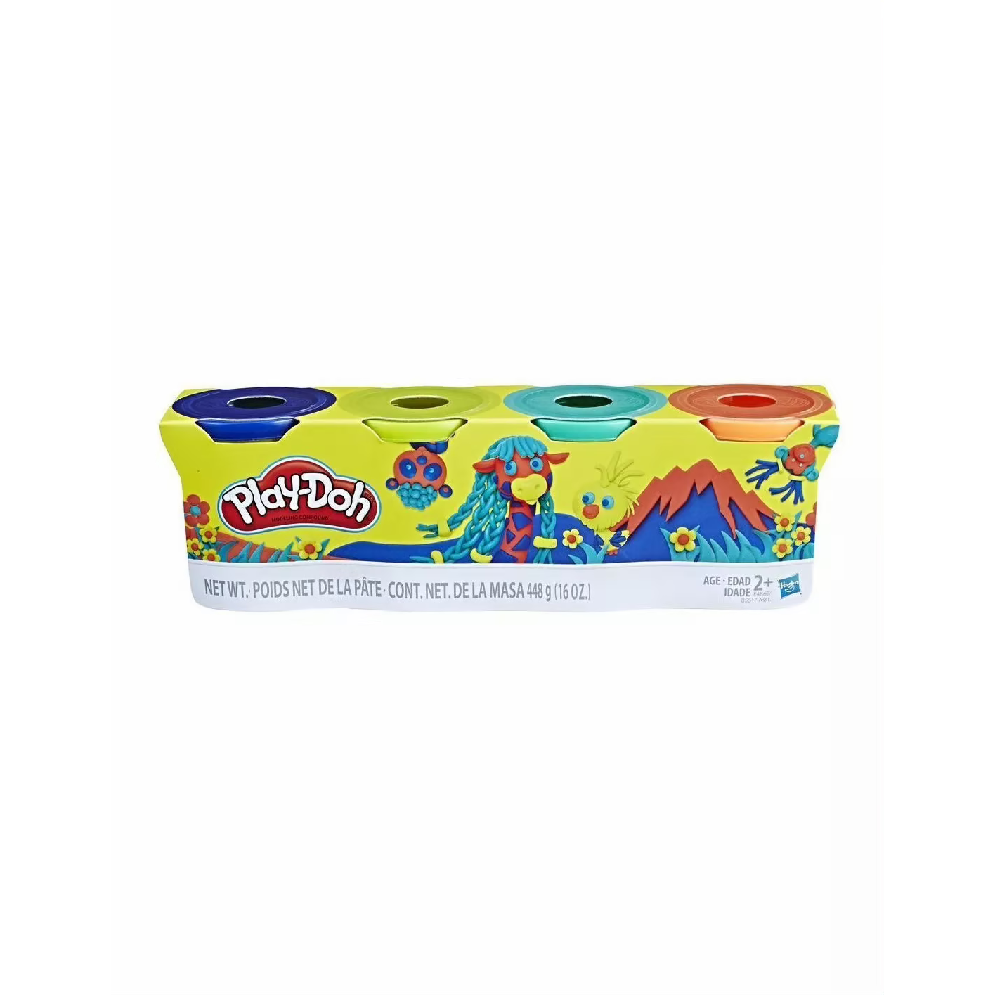 Hasbro - Play-Doh Πλαστελίνη Wild Color Pack 4 Βαζάκια  448gr E4867 (B5517)