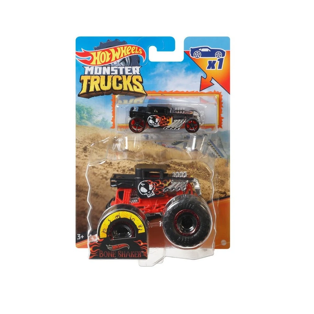 Mattel Hot Wheels - Monster Truck Με Αυτοκινητάκι, Bone Shaker GRH82 (GRH81)
