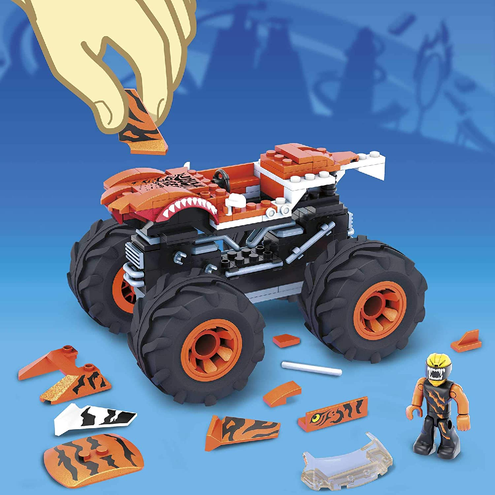 Mattel Hot Wheels - Mega Bloks, Mega Constract, Tiger Shark Monster Truck GVM26 (GVM14)