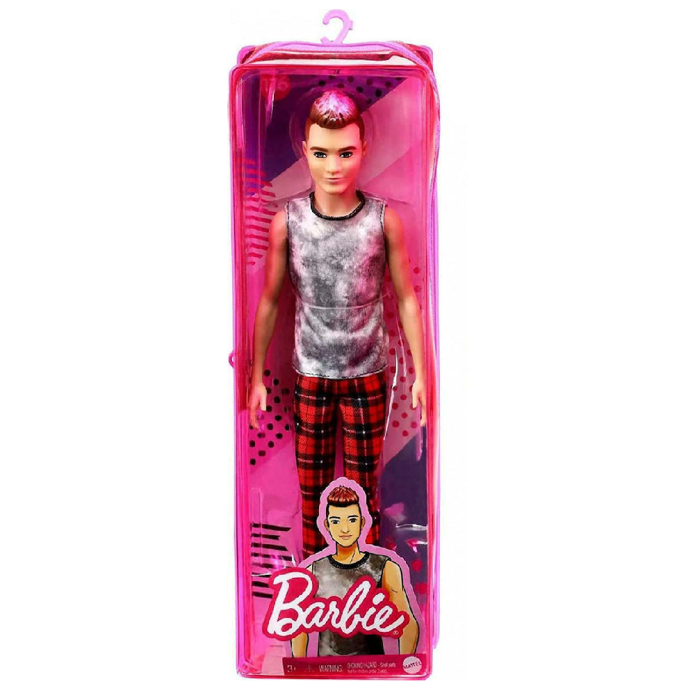 Mattel Barbie - Ken Fashionistas Doll, No.176 Rocker Ken Doll With Pink Frosted Hair Sleeveless Top GVY29 (DWK44)