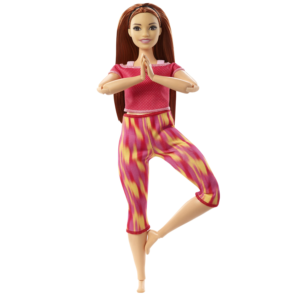Mattel Barbie - Αμέτρητες Κινήσεις, Pink Dye Pants Red Hair Curvy Doll GXF07 (FTG80)