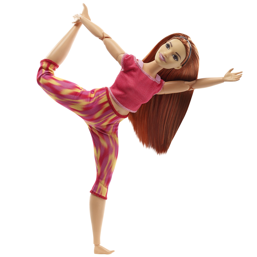 Mattel Barbie - Αμέτρητες Κινήσεις, Pink Dye Pants Red Hair Curvy Doll GXF07 (FTG80)