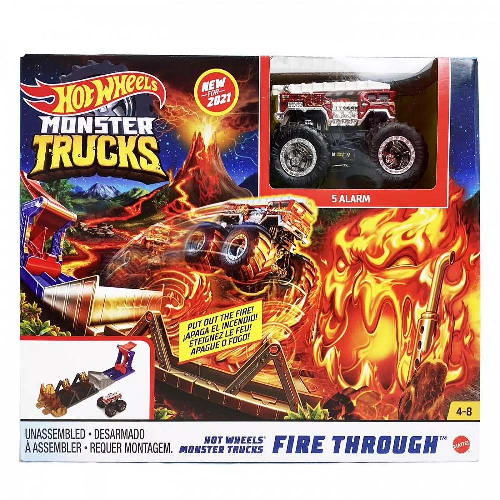 Mattel Hot Wheels - Monster Trucks, Fire Through & 5 Alarm GYL12 (GYL09)