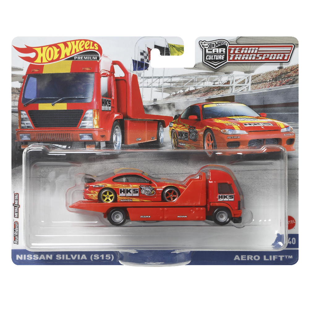 Mattel Hot Wheels - Νταλίκα Aero Lift Με Αυτοκινητάκι Nissan Silvia (S15) HCR35 (FLF56)