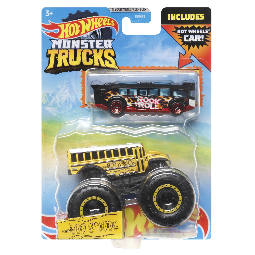 Mattel Hot Wheels - Monster Truck Με Αυτοκινητάκι, Too S 'Cool HDB92 (GRH81)