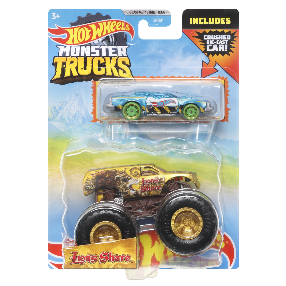 Mattel Hot Wheels - Monster Truck Με Αυτοκινητάκι, Lions Share HDB98 (GRH81)