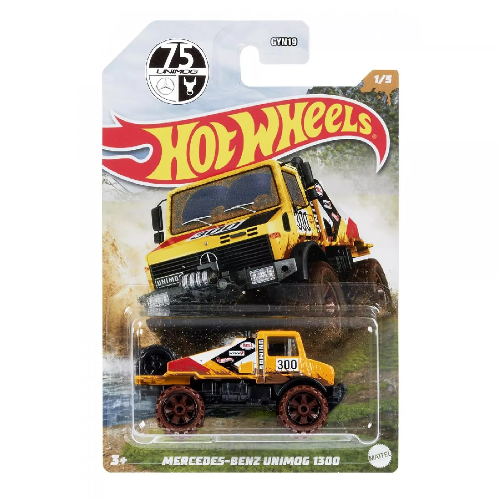 Mattel Hot Wheels - Αυτοκινητάκια, Αυτοκινητοβιομηχανίες, Mud Runners, Mercedes-Benz Unimog 1300 Yellow HDH07 (HFW36)