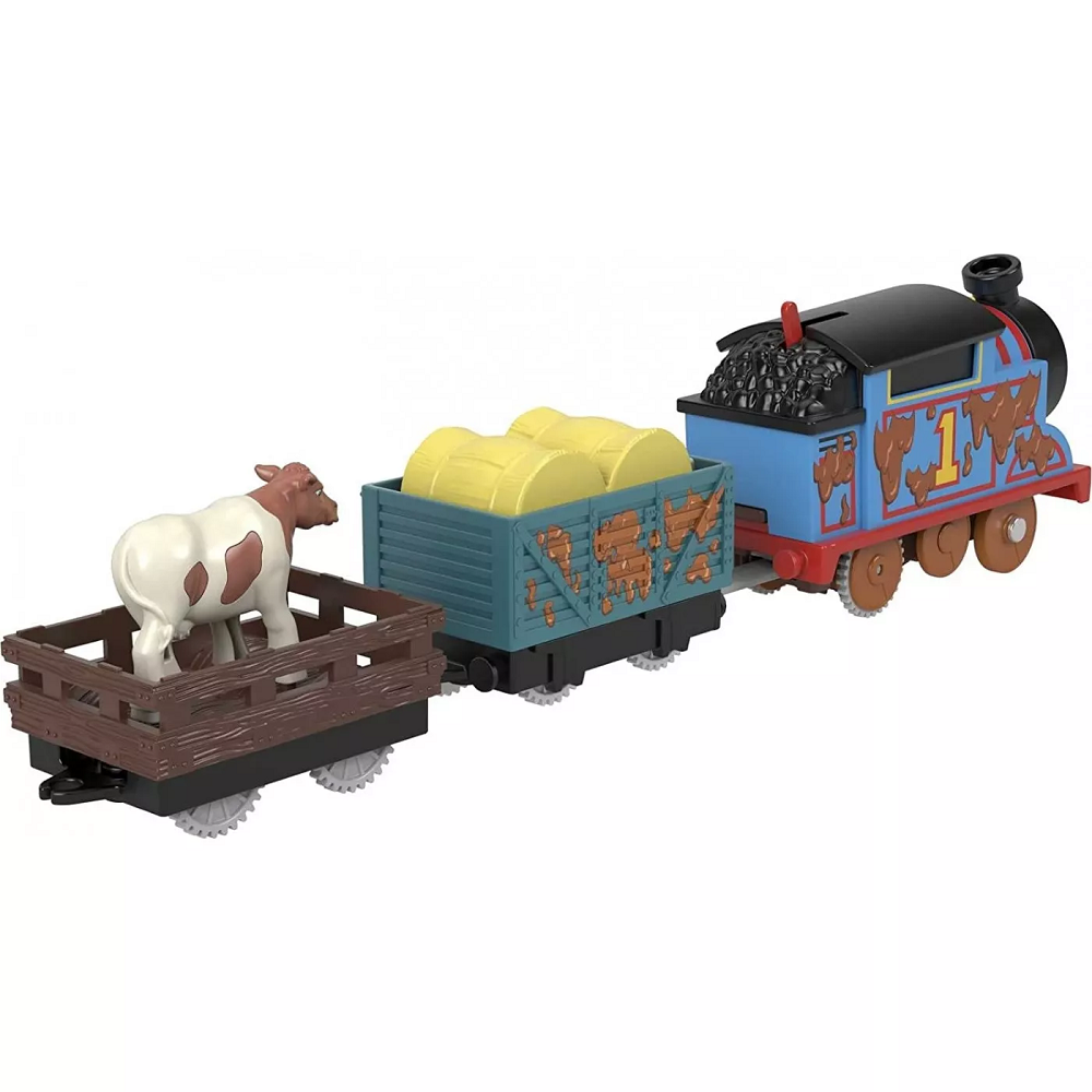 Fisher Price Thomas & Friends - Μηχανοκίνητο Τρένο Με 2 Βαγόνια, Muddy Thomas HDY73 (HFX97)