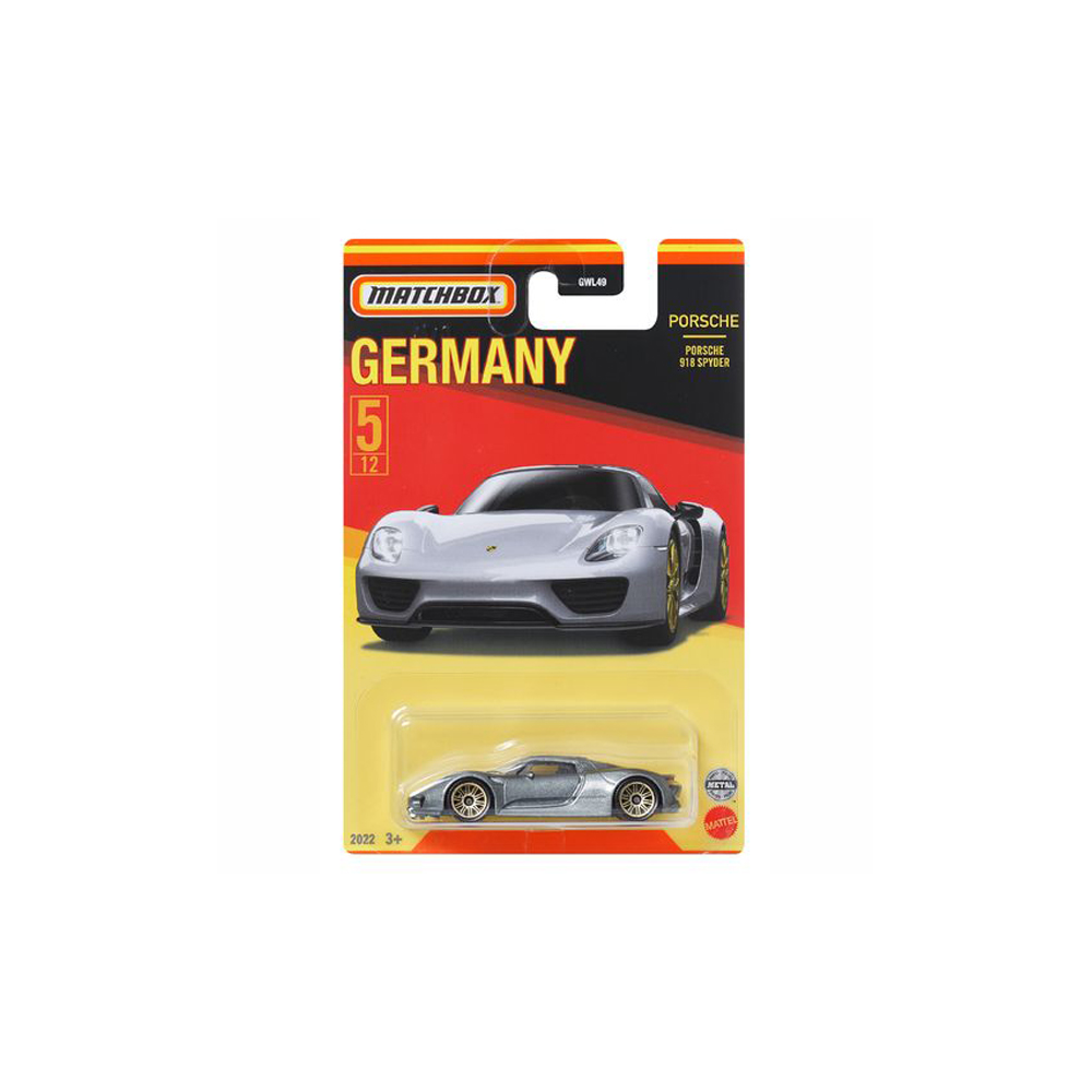 Mattel Matchbox - Αυτοκινητάκι Γερμανικό Μοντέλο, Porsche 918 Spyder (5/12) HFH48 (GWL49)