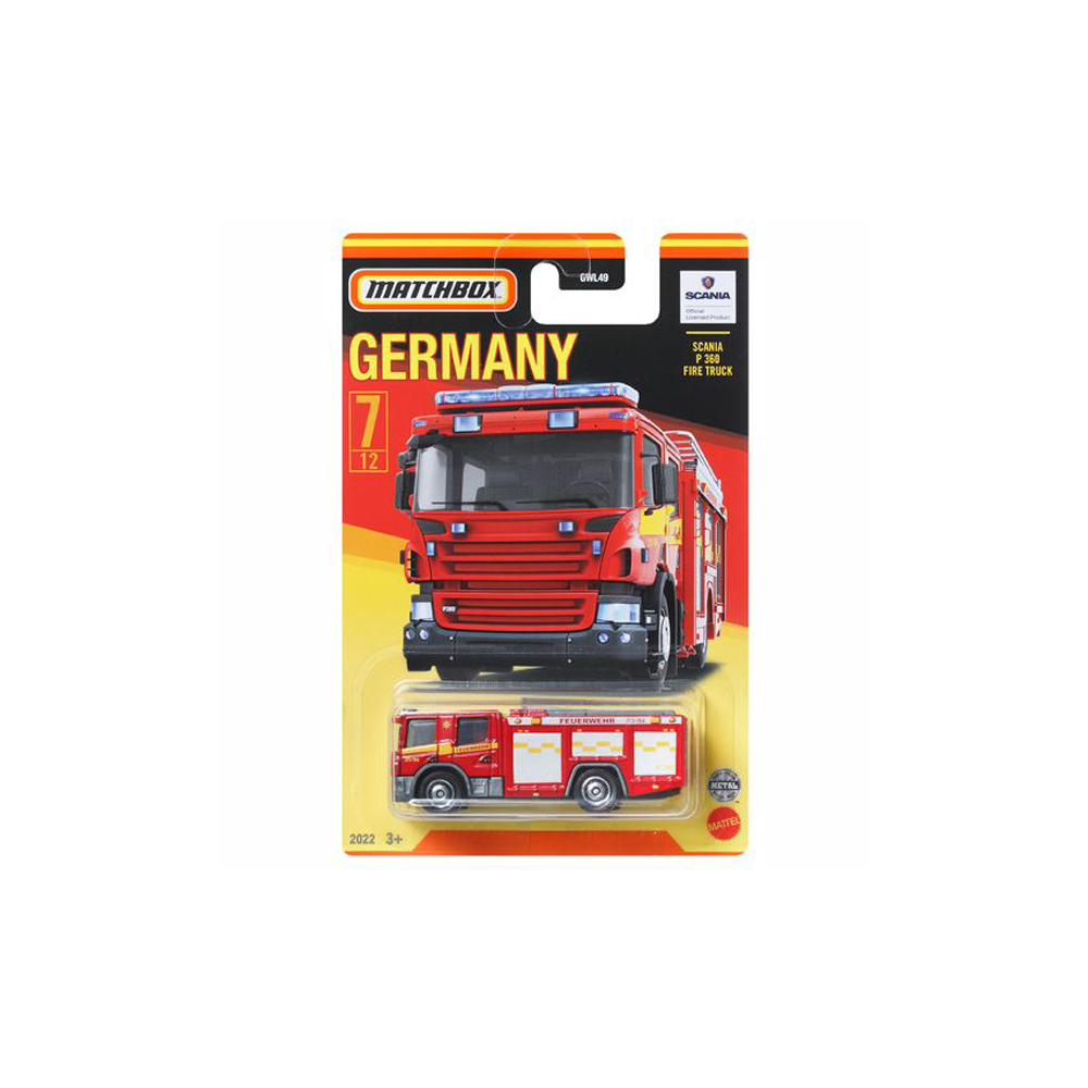 Mattel Matchbox - Αυτοκινητάκι Γερμανικό Μοντέλο, Scania P 360 Fire Truck (7/12) HFH50 (GWL49)