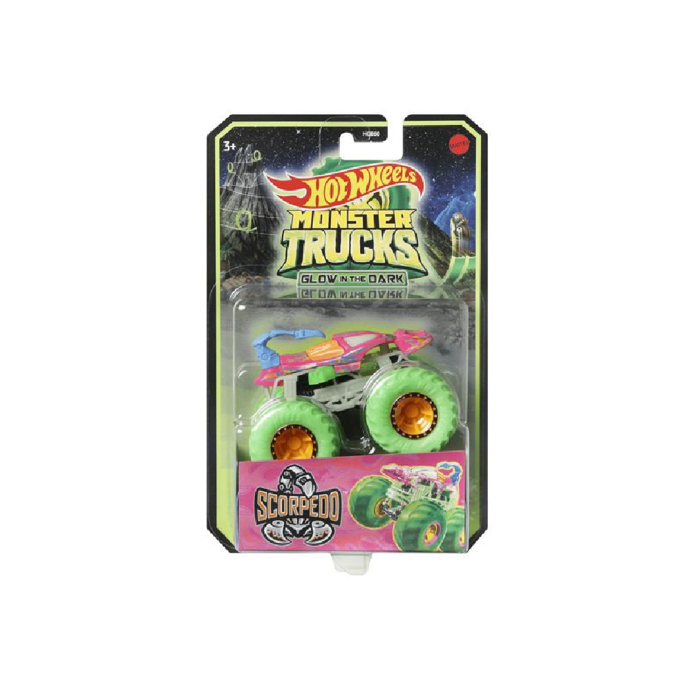 Mattel Hot Wheels - Monster Trucks, Glow In The Dark, Scorpedo HGD10 (HCB50)