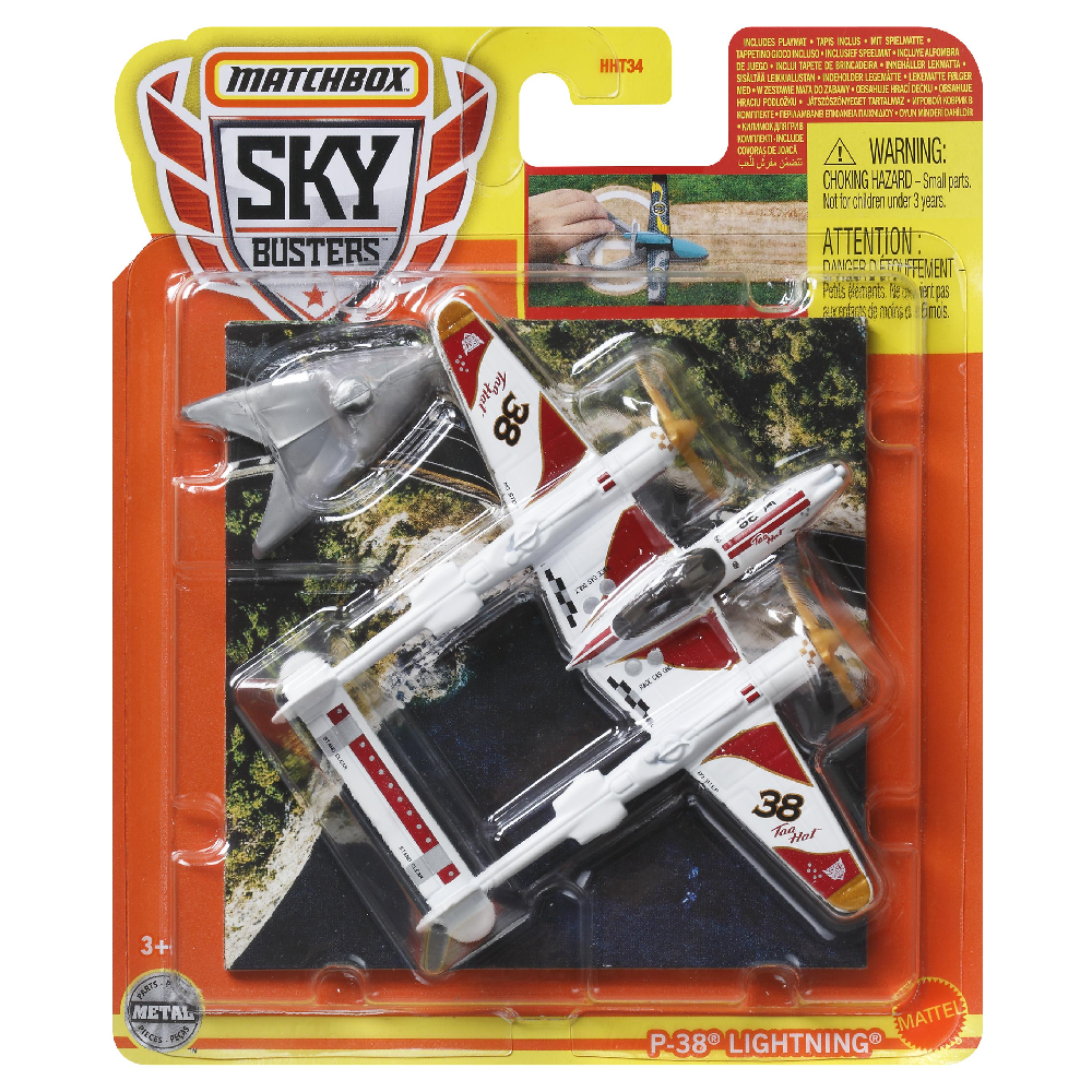 Mattel Matchbox - Αεροπλανάκι Sky Busters, P-38 Lightning HHT35 (HHT34)