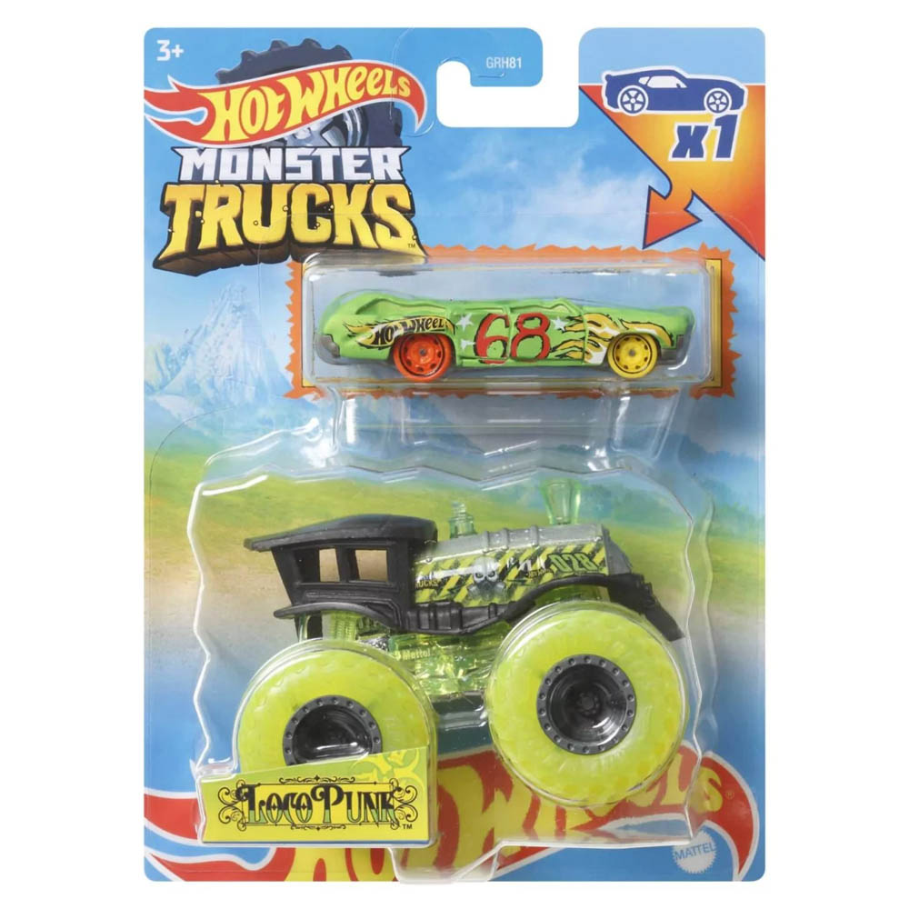 Mattel Hot Wheels - Monster Truck Με Αυτοκινητάκι, Loco Punk HKM08 (GRH81)