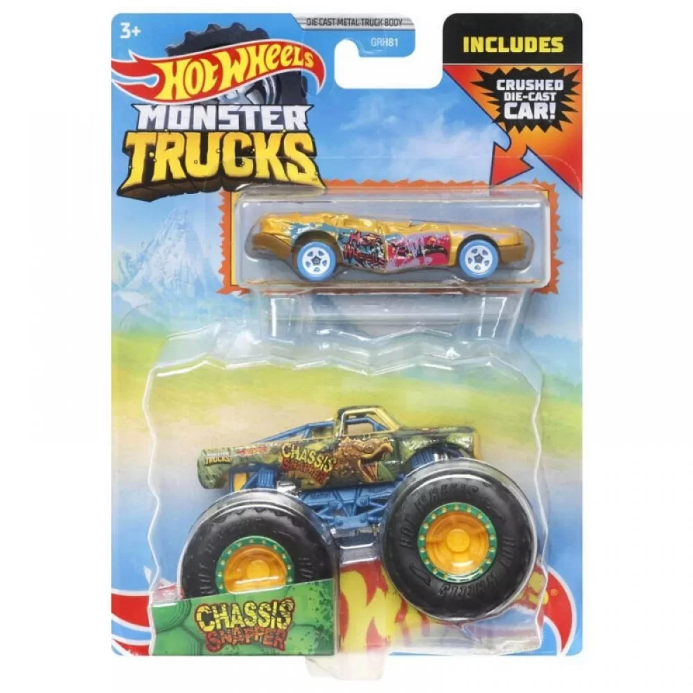 Mattel Hot Wheels - Monster Truck Με Αυτοκινητάκι, Chassis Snapper HKM09 (GRH81)