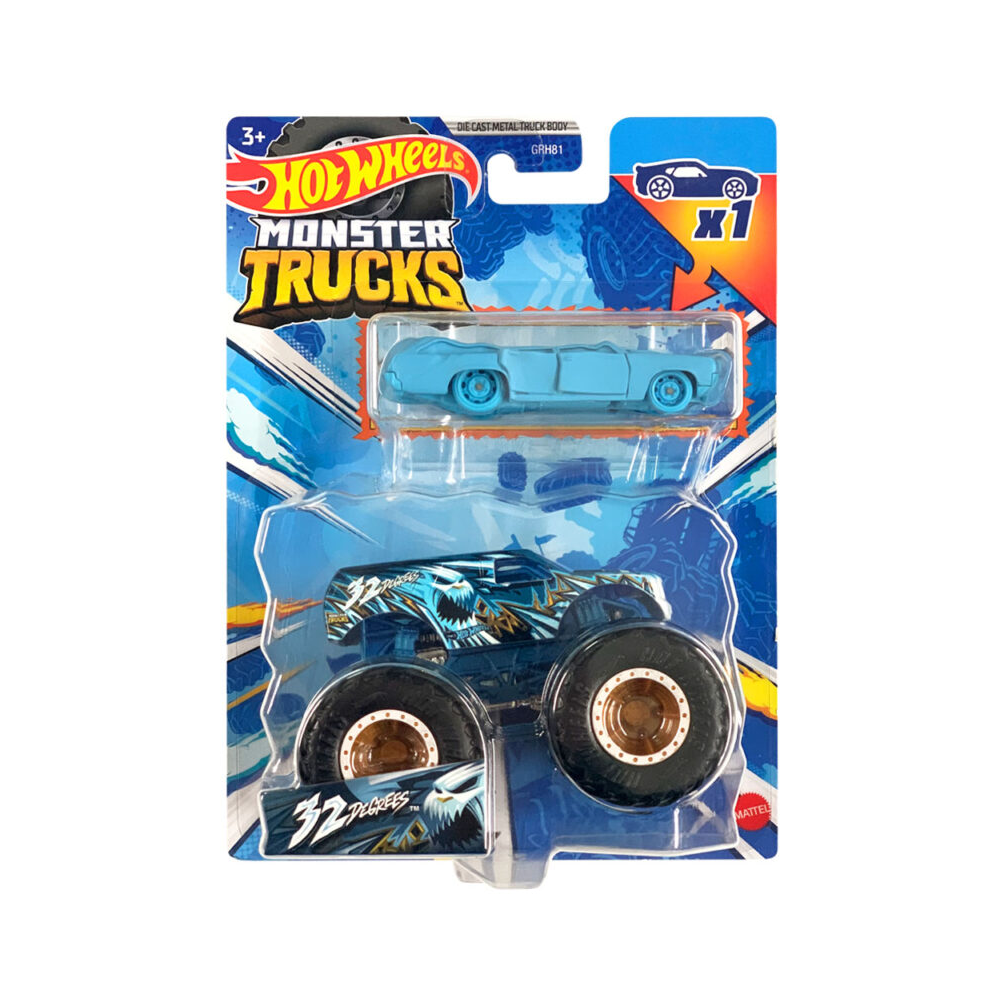 Mattel Hot Wheels - Monster Truck Με Αυτοκινητάκι, 32 Degrees HKM15 (GRH81)