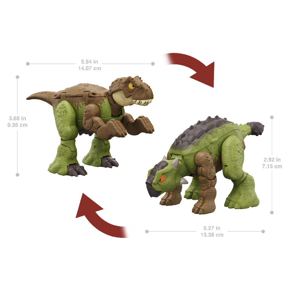 Mattel Jurassic World - Fierce Changers, Δεινόσαυροι 2 Σε 1, Tyrannosaurus Rex & Ankylosaurus HLP06 (HLP05)